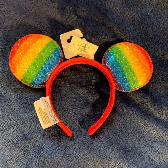 Disney Parks Minnie Mouse Rainbow LOVE Ears Headband - Picture 4 of 5